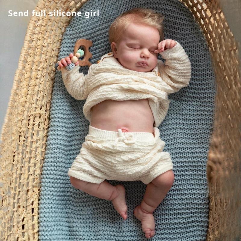 19-дюймовая силиконовая кукла Reborn всего тела LouLou, реалистичная мягкая кукла Bebe для новорожденных, многослойная 3D-рисунок, кукла для одевания кожи, детские игрушки для друзей Full silicone girl gray ChildDream Toys Supplies
