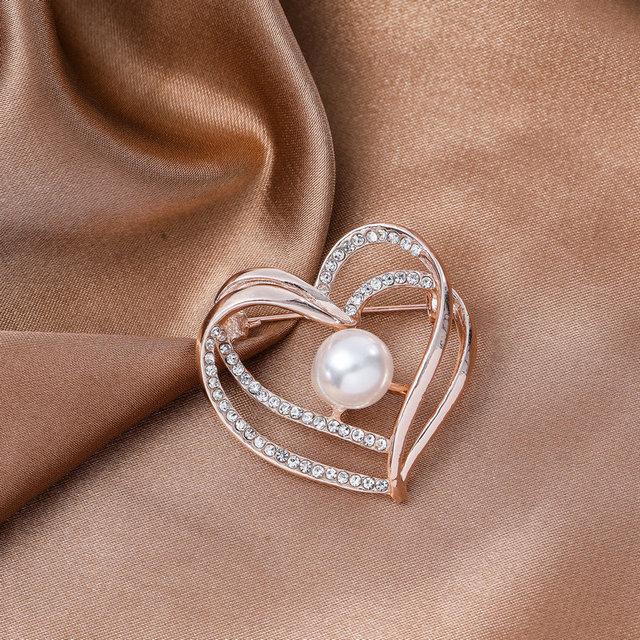 Shmik Fashion Роскошные жемчужные броши-цветы для женщин Элегантные изысканные значки Кристаллическая одежда Ювелирные изделия Свадебная вечеринка Брошь-булавка brown YIRAN Jewelry
