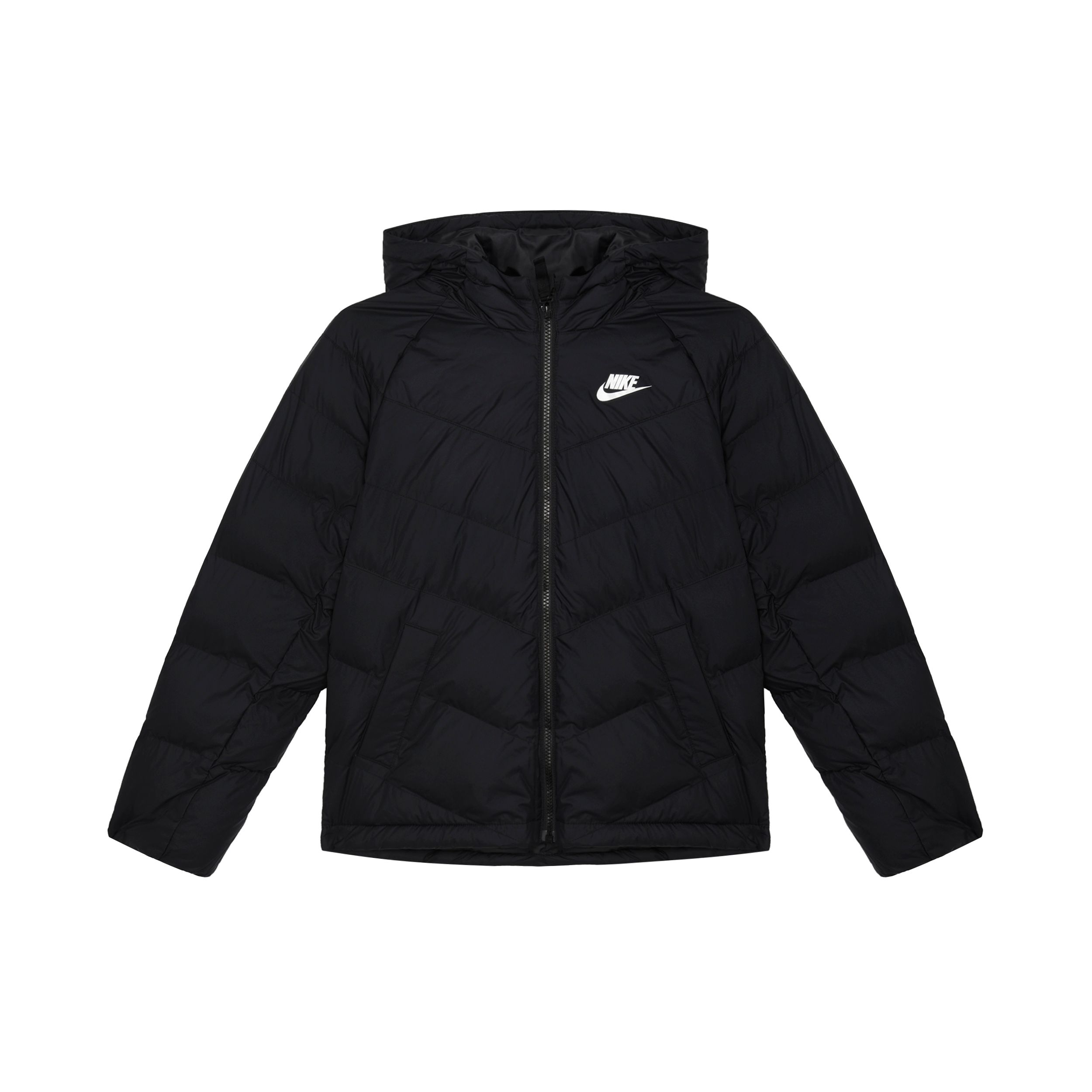 Куртка Nike с капюшоном и молнией, с принтованным логотипом, детская, черная, DX1264-013 M black