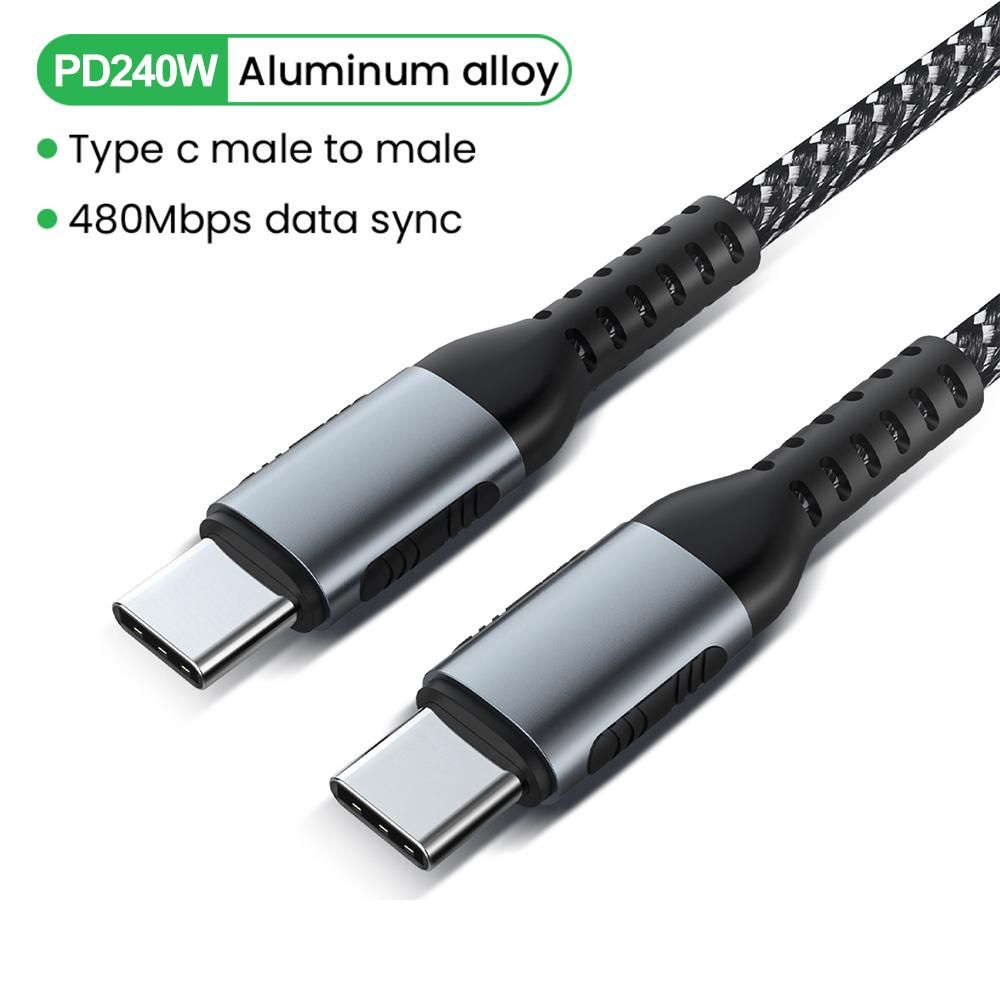 Кабель USB C — USB Type C для MacBook Pro, быстрая зарядка 4,0 PD, 240 Вт, 100 Вт, 5 А, быстрая зарядка для Samsung, Xiaomi mi 10, зарядный кабель 1/2 м 1M чёрный QGeeM