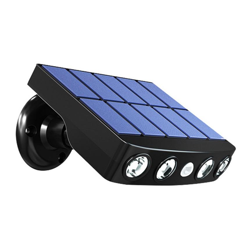 4LED солнечный уличный датчик движения водонепроницаемый садовый вращающийся светодиодный светильник солнечный прожектор садовая дорожка уличное освещение имитация мониторинга света Warm white light чёрный Lanzhong Solar lamp franchise