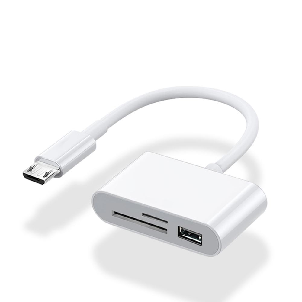 FONKEN 3 в 1 тип C / Micro USB к устройству чтения карт SD OTG USB-кабель Устройство чтения карт Micro SD/TF U Адаптер устройства чтения дисков Передача данных Micro USB белый