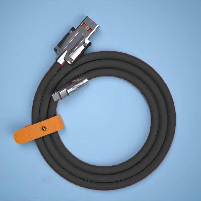 120 Вт 6A Супер быстрая зарядка Type-C Жидкий силиконовый кабель USB-кабель для быстрой зарядки для Xiaomi Huawei Samsung Pixel USB Bold Data Line For micro USB black Junmaocun
