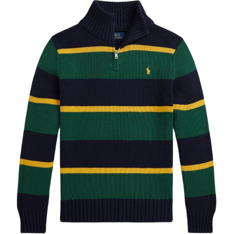 Polo Ralph Lauren вязаный свитер осень-зима 24 вышитый логотип полосатый воротник длинный рукав детский свитер синий CWPOSWEY6820543-999 XL black