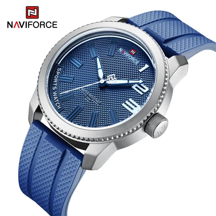Часы Naviforce для мужчин, оригинальные водонепроницаемые наручные часы с японским механизмом NF9202T 255mm синий