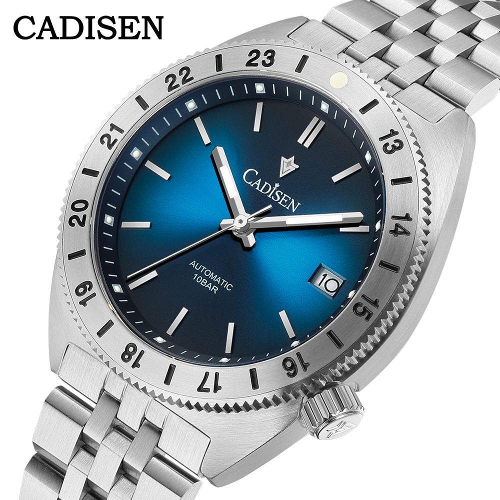 CADISEN Новые роскошные мужские часы с коробкой 10BAR Calendar Automatic Mens Mechanical Watches gray