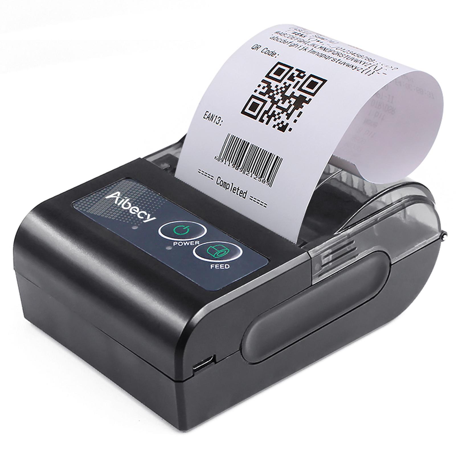 Мини-портативный термопринтер, беспроводной чековый принтер, USB BT Aibecy 58HB6 чёрный Honor Electronics
