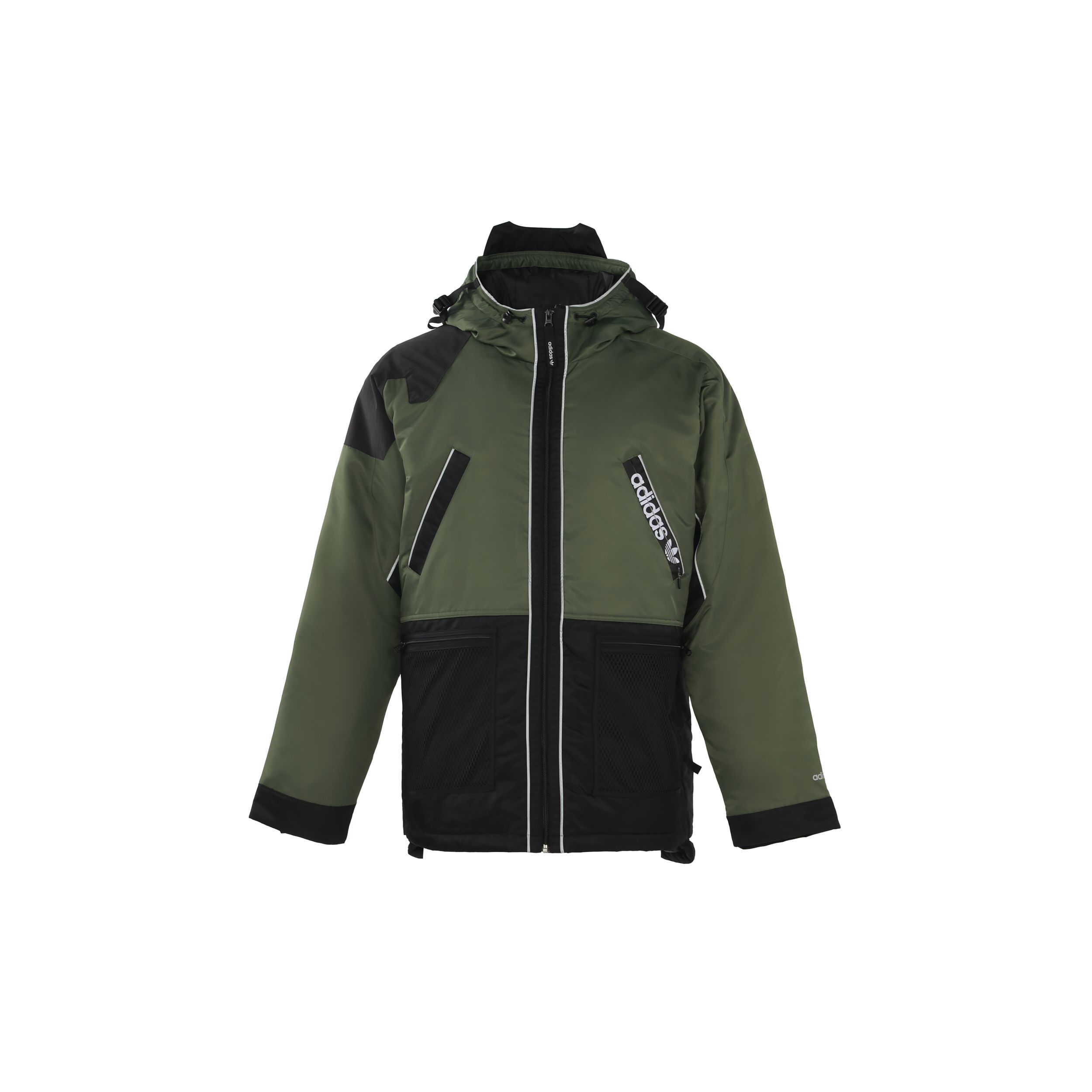 Adidas Originals Color-Block Zip Теплый повседневный пуховик Мужская верхняя одежда Черный Зеленый GJ6739 XL gray