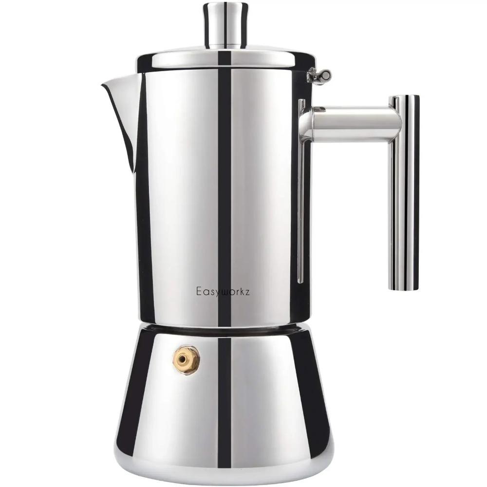 Easyworkz Diego Stovetop Espresso Maker из нержавеющей стали итальянская кофемашина Maker 4Cup 6.8 oz индукционная гейзерная кофеварка gray Garden Supplies My