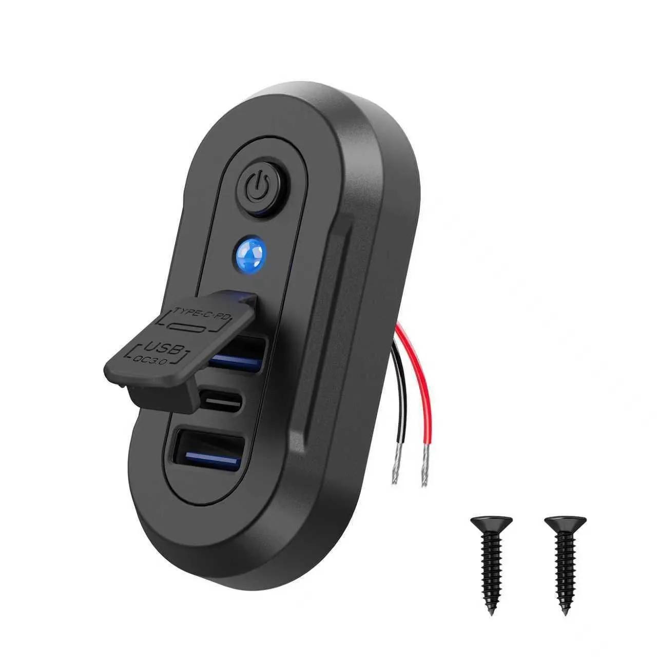 3-портовое USB зарядное гнездо Двойное 18 Вт QC3.0 и 36 Вт PD3.0 12/24 В Автомобиль Автобус Лодки Транспортное средство Универсальное Водонепроницаемое Зарядное устройство Адаптер питания China Mainland морская черепаха YJMP Auto Parts