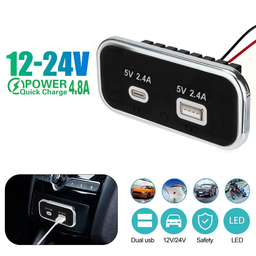 3 порта 35,5 Вт PD Type-C 2,1A 1A USB автомобильное зарядное устройство 12/24 В для мотоцикла, грузовика, квадроцикла, лодки, автобуса, адаптер питания, розетка YJMP Auto Parts