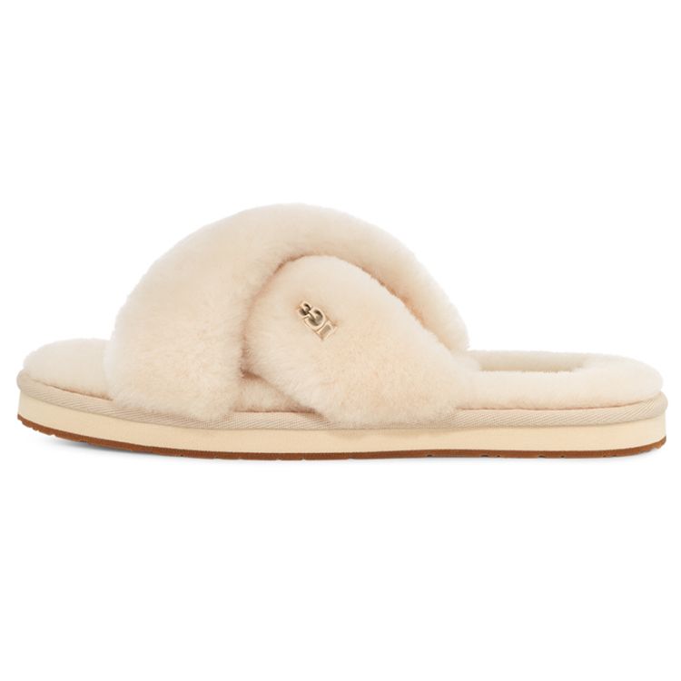 Женские шлепанцы UGG Ayana с пушистыми перекрещивающимися ремешками Натуральный 1138116-NAT 36 beige