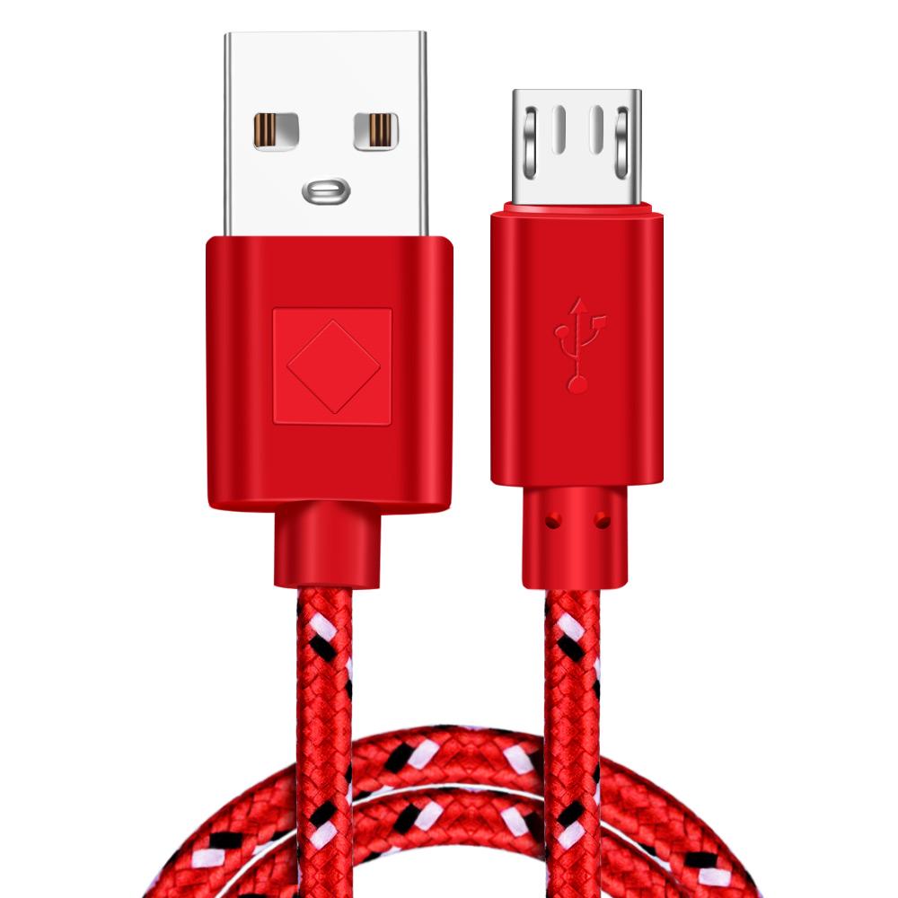 Кабель Micro USB, нейлоновая оплетка, быстрое зарядное устройство для передачи данных, USB-кабель для Samsung, Xiaomi, Redmi, Huawei, LG, Microusb, Android-телефонные кабели Micro красный ZHENDUO