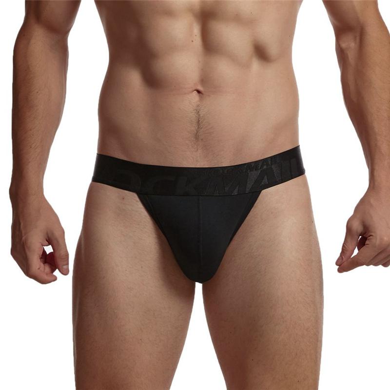 Трусы JOCKMAIL, модное дышащее мужское нижнее белье из чесаного хлопка, трусы с низкой талией, спортивные однотонные мужские шорты с высоким разрезом, повседневное нижнее белье M чёрный