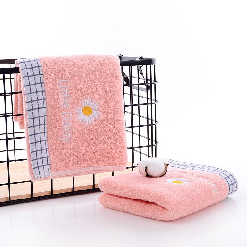 Полотенце Daisy из чистого хлопка для взрослых, очищающее средство для лица для домашнего и ежедневного использования, мягкое и впитывающее 74*34cm розовый Women Style
