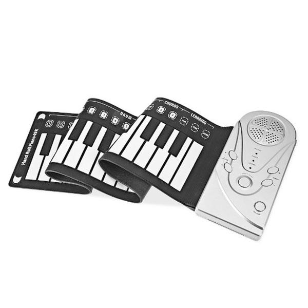 Портативное гибкое раскладное пианино с 49 клавишами, USB MIDI электронная клавиатура, ручное пианино для любителей музыки серебряный JM PH