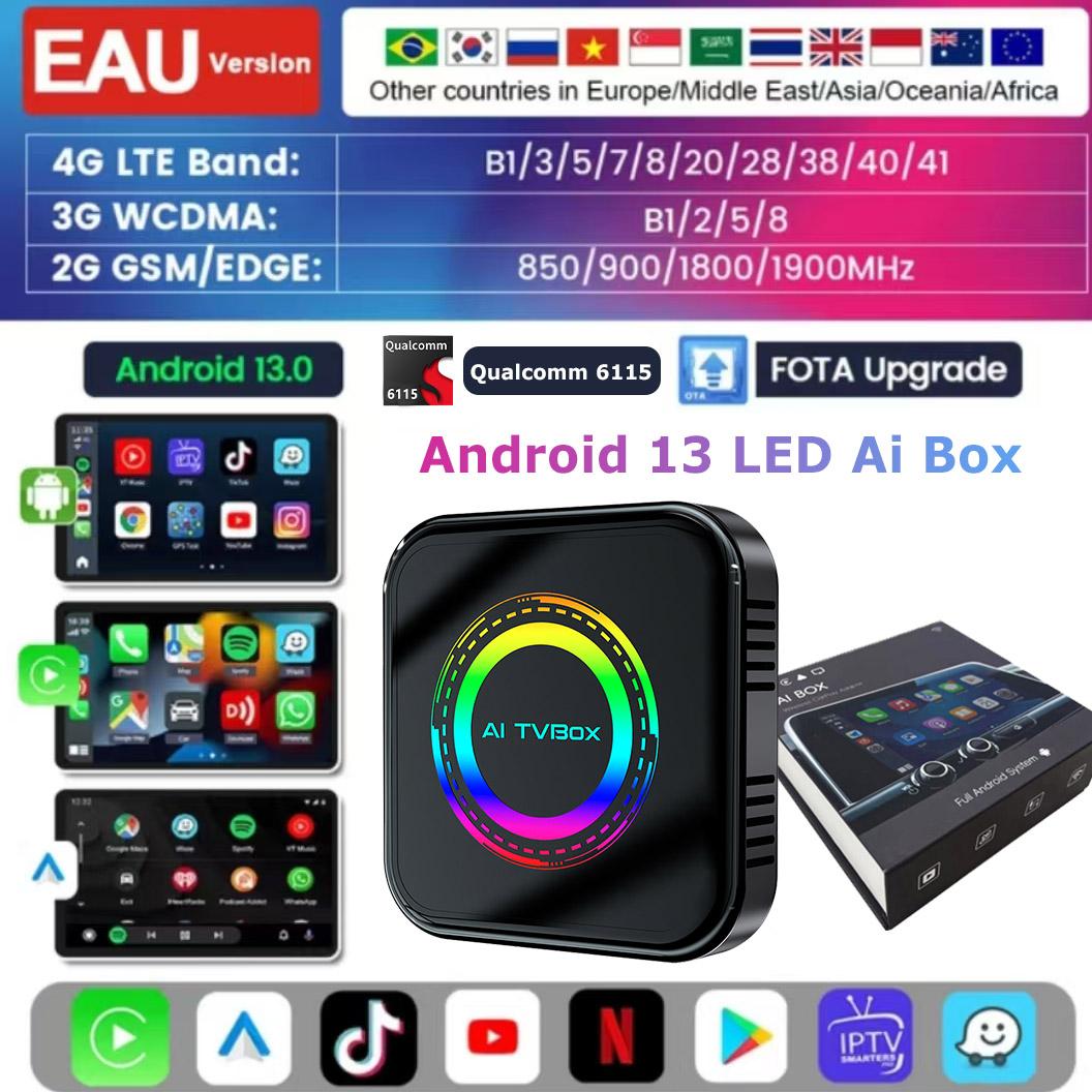 Android 13 QCM6225 беспроводной Carplay LED TV Box беспроводной Android Auto 8G 128G Ai Box смарт-видеоадаптер для IPTV Netflix Youtube 4G 64G pink Auto Launcher