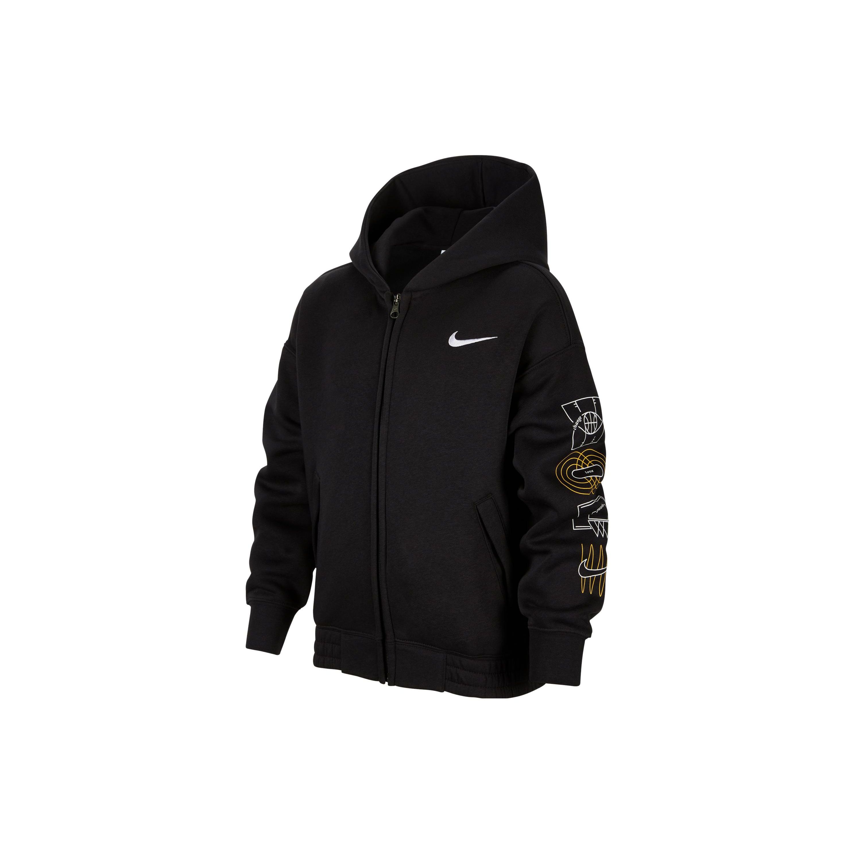 Nike Спортивная куртка с капюшоном Черно-белая для детей старшего возраста (GS) Полная молния FV8447-010 S black