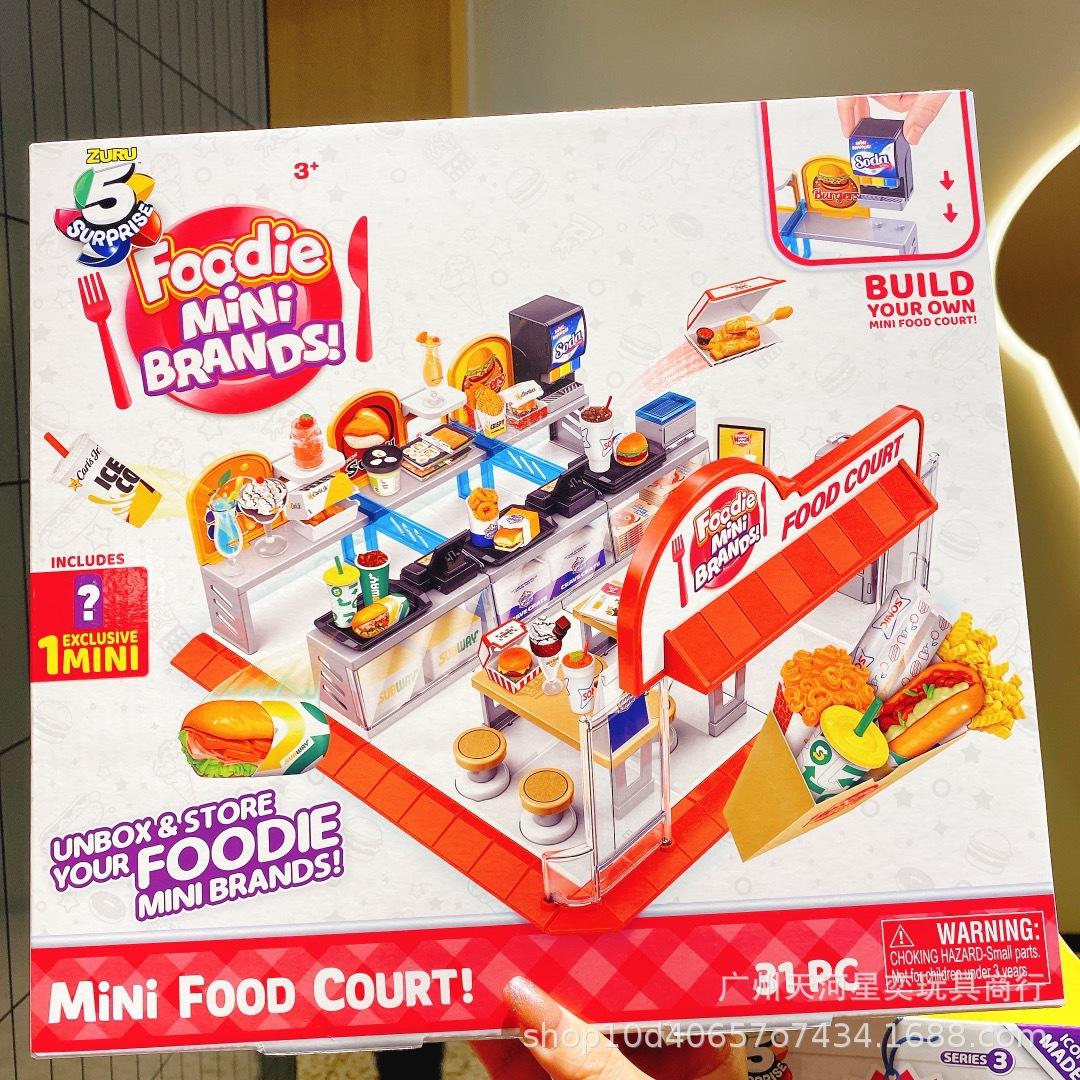 Zuru 5 Surprise Foodie Mini Brands Мини-фудкорт Набор из 31 предмета Построй свой собственный продуктовый магазин С эксклюзивным брендом Игрушка Подарочный набор red Tianyi 1