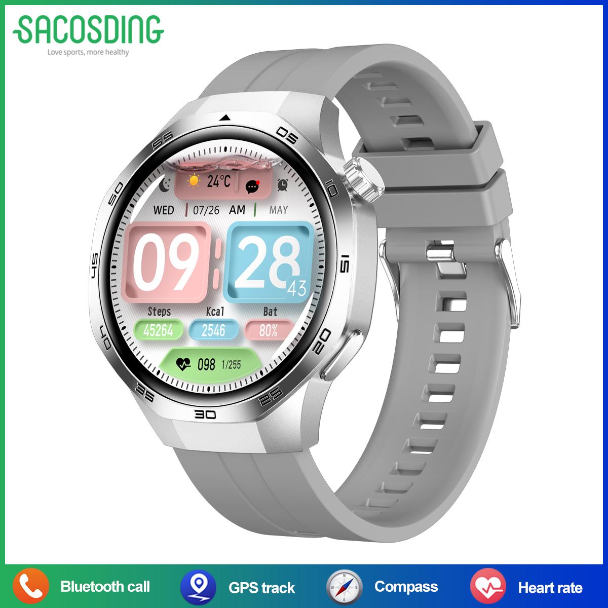 Смарт-часы Watch 5 Max для женщин 1,53 дюйма AMOLED NFC GPS Траектория движения Беспроводная зарядка Мужские смарт-часы Bluetooth-вызов 2026 серый SACOSDING Smart Watch