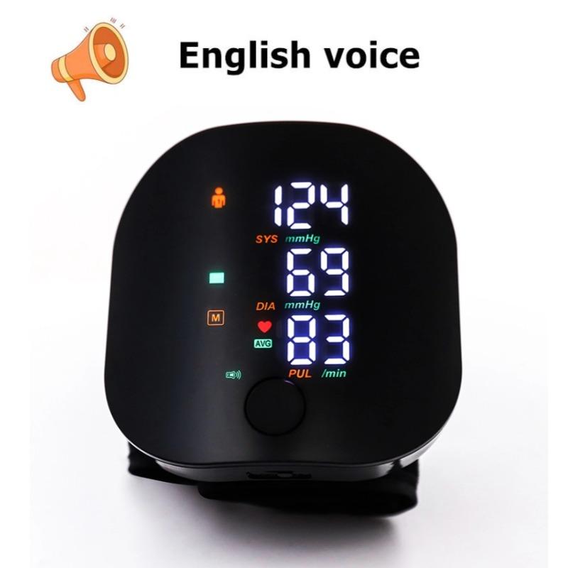 Smart Touch LED монитор артериального давления на запястье портативный голосовой цифровой автоматический тонометр для измерения артериального давления домашний тонометр для измерения здоровья English чёрный JEWELLERY W