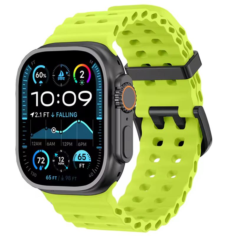 Морской ремешок для Apple Watch Band Ultra 3/2 49 мм Серии 11 10 46 мм Спортивный браслет Наручный ремешок iWatch 9 8 7 6 5 SE 45 мм 44 мм Correa Ultra 3 2 1 49mm флуоресцентный зеленый Good Household Items