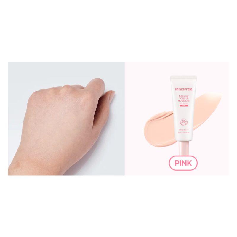 Innisfree Ежедневный тонирующий солнцезащитный крем для лица Daily UV Tone-Up No Sebum SPF50+ PA++++ с матирующим эффектом и коррекцией тона 50 мл(3colors) Pink white