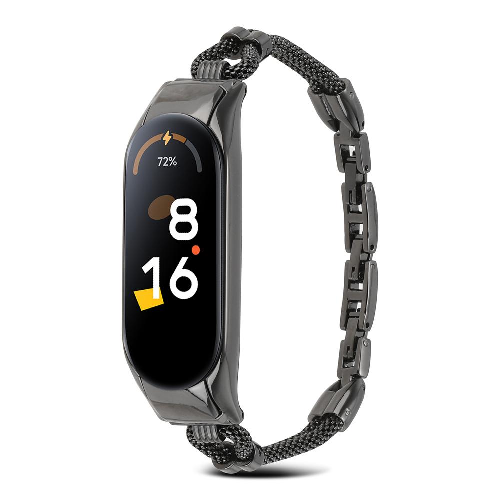 Новый дизайн, медная цепочка с браслетом из цинкового сплава для Xiaomi Mi Band 7 6 5 4, регулируемый ремешок для часов MIband, металлические аксессуары For Mi 3/4 чёрный A powerful man