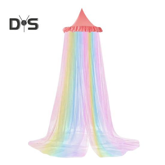 Радужный балдахин для кровати для девочек Dreamy Kids Princess Dome Bed Палатка дышащая москитная сетка Декоративная детская кроватка Палатка для девочек розовый Dayuansheng