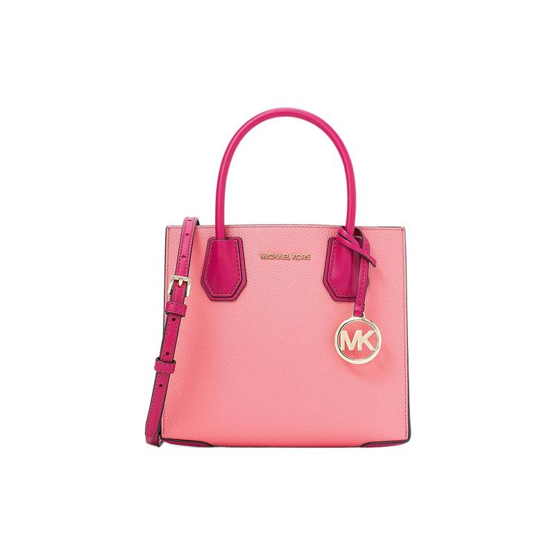 MICHAEL KORS Mercer 22 Color Blocked Center Zip Compartment Calf Leather Shoulder Crossbody Tote Women s Tea Rose коричневый