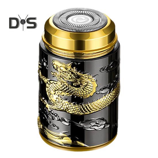 Мужская электробритва с резным китайским драконом IPX6, водонепроницаемая, Type-C, перезаряжаемая мини-дорожная роторная бритва, портативный инструмент для удаления волос, триммера для бороды чёрный Enjoy Smart Home