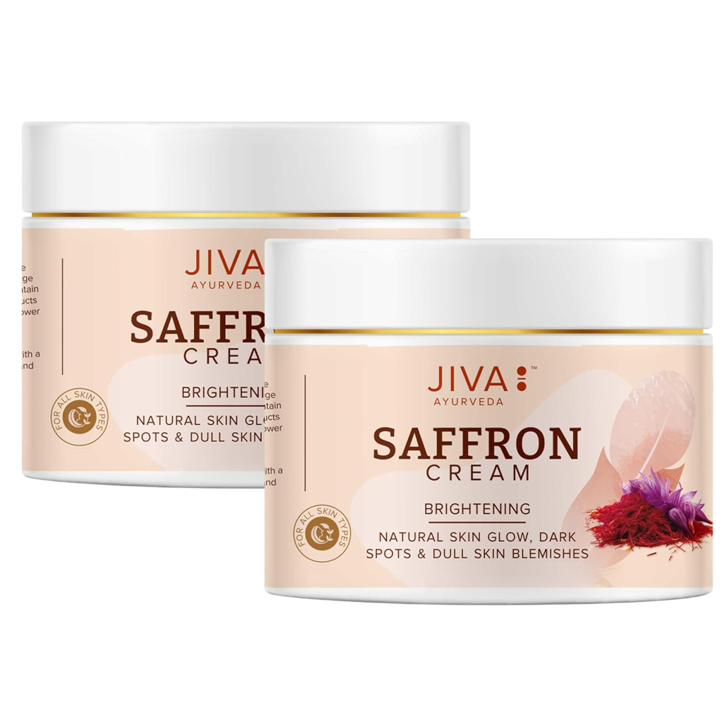 Шафрановый крем Jiva для сияющей гладкой кожи 100 г Упаковка из 2 штук Питательный аюрведический крем для лица для сияния и ровного тона beige Jiva Ayurveda