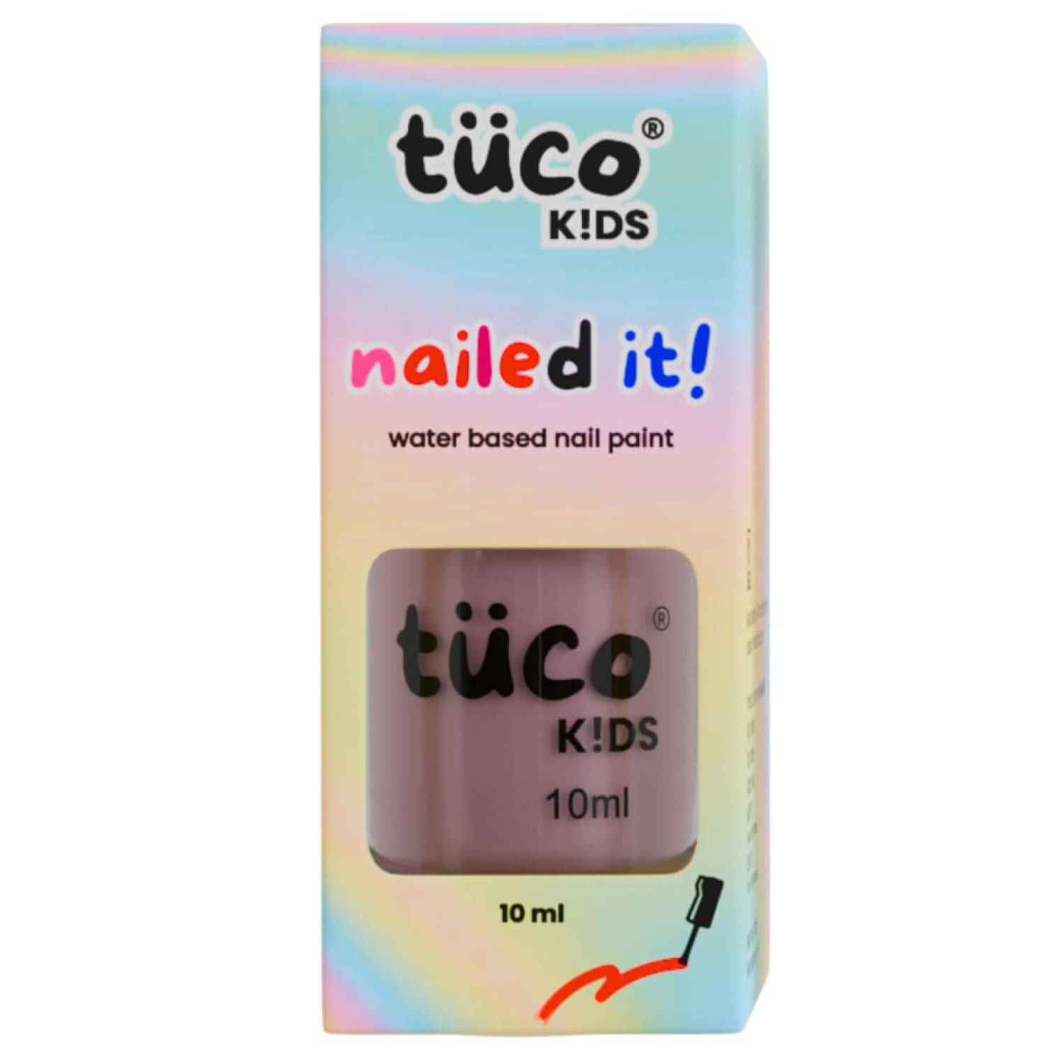 Детский лак для ногтей на водной основе Tuco® для девочек | Легко снимается, нетоксичный, натуральный и безопасный для детей | Упаковка 1x10 мл | Розовый white Vedic India