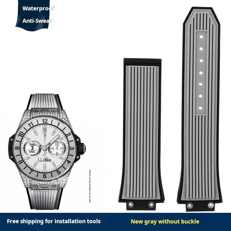 Для серии HUBLOT BIG BANG силиконовый ремешок 27x17 мм выпуклый интерфейс ремешок для часов мужские складная пряжка браслет аксессуары 27x17mm gray QuirkCart
