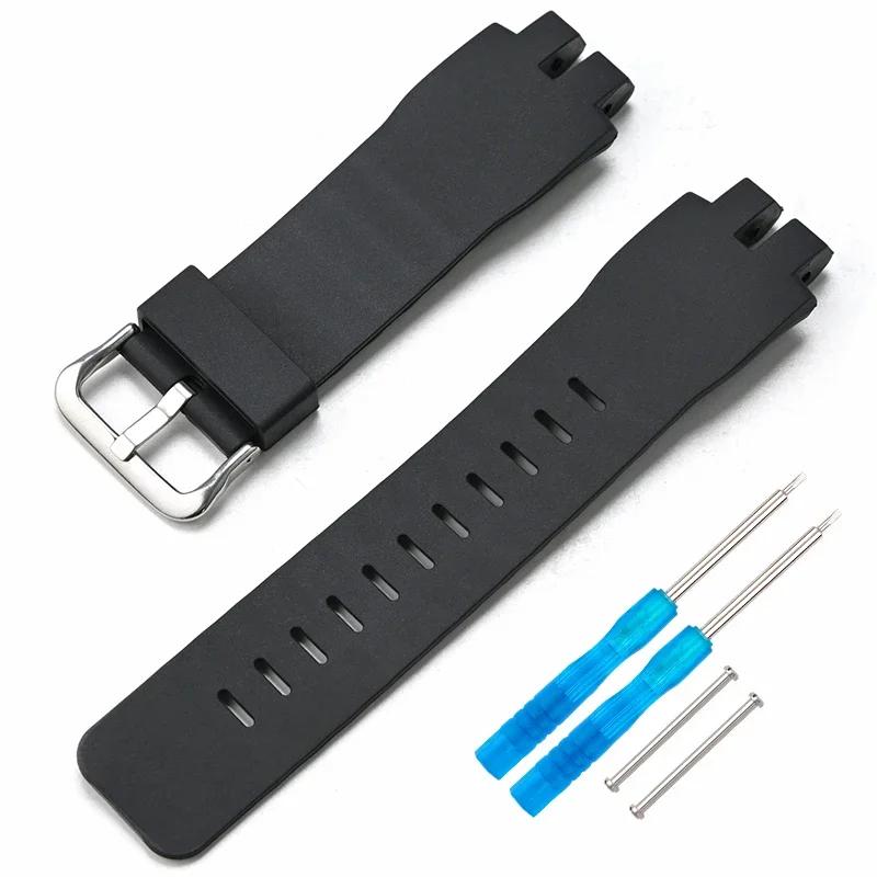 Ремешок из ТПУ-смолы для Casio PROTREK PRG-300 PRW-3000 3100 PRW-6000 6100 Мужской Замена Черный Резиновый Ремешок Браслет Инструменты gray PulsePeak