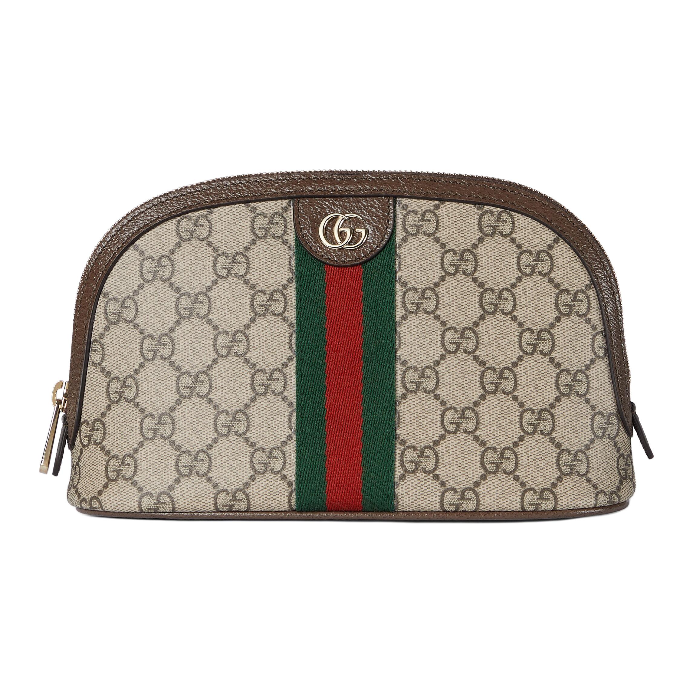 Gucci Офидия Гг Монограмма Переплетающийся Узор Дизайн Покрытая Ткань Косметичка Маленький Размер Женский Стиль Бежевый С Коричневыми Пятнами Gift Set(Basic Set+Box+Shopping Bag) бежевый/коричневый