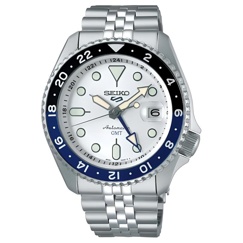 SEIKO 5 Автоматические Механические Часы с Браслетом из Нержавеющей Стали 42,5 мм Мужские Часы Белый Циферблат SSK033K1 White Dial gray