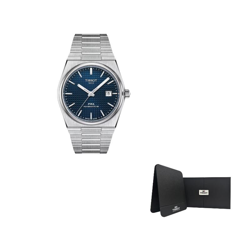 TISSOT PRX Автоматические Механические Часы Мужские Часы Синий Циферблат Стальной Браслет T137.407.11.041.00- Blue Gift Box Set gray