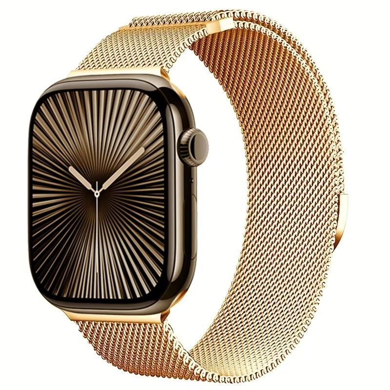 Ремешок Milanese Loop для Apple Watch Band Ultra 49 мм 10 9 8 7 46 мм 42 мм 45 мм 41 мм Магнитный браслет iWatch 6 5 4 SE 44 мм 40 мм Ремень Series 10 42mm black 3cee