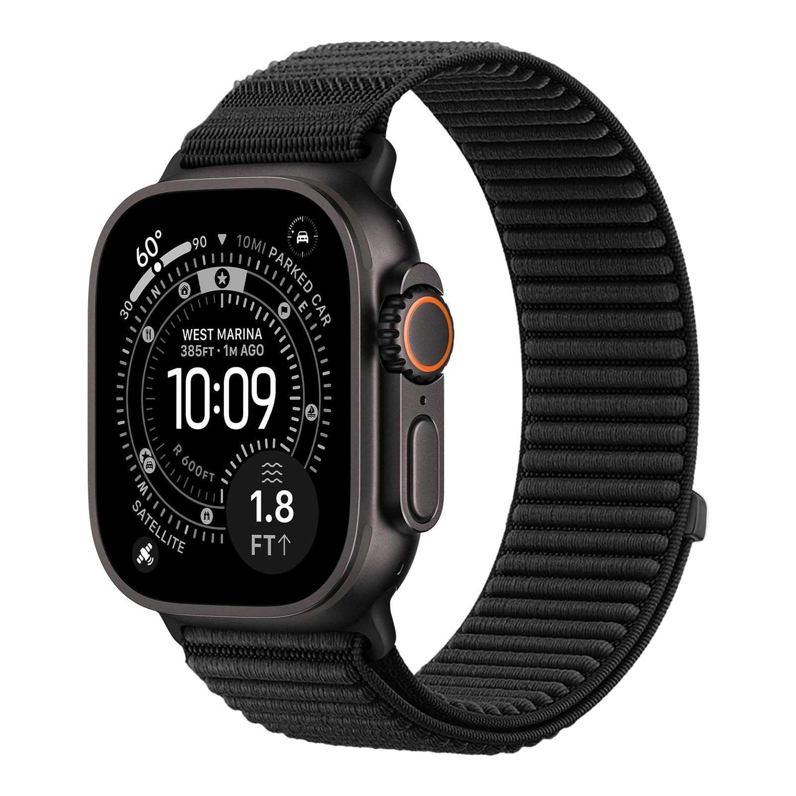 Ремешок для Apple Watch Ultra 3 Ремешки iwatch 49мм 44мм 40мм 42мм 46мм 41мм 45мм Нейлоновая петля ремешок Браслет серия 10 9 8 7 2 Se 11 38 40 41mm S10-42mm чёрный Explorer Outdoors