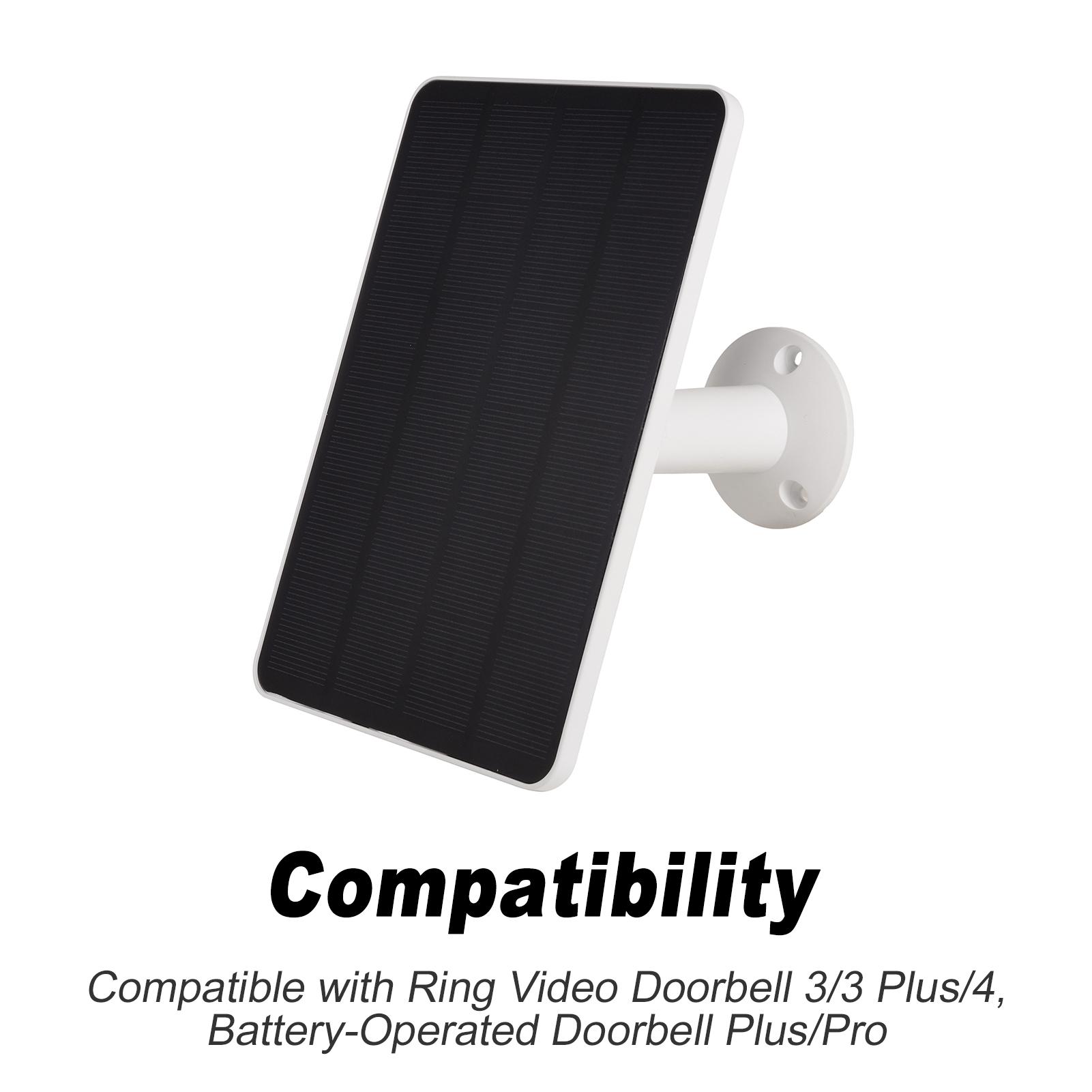 Солнечное зарядное устройство, совместимое с Ring Video Doorbell 3   3 Plus   4, Battery Doorbell Plus   Pro, Всепогодная солнечная панель белый Toys Arts