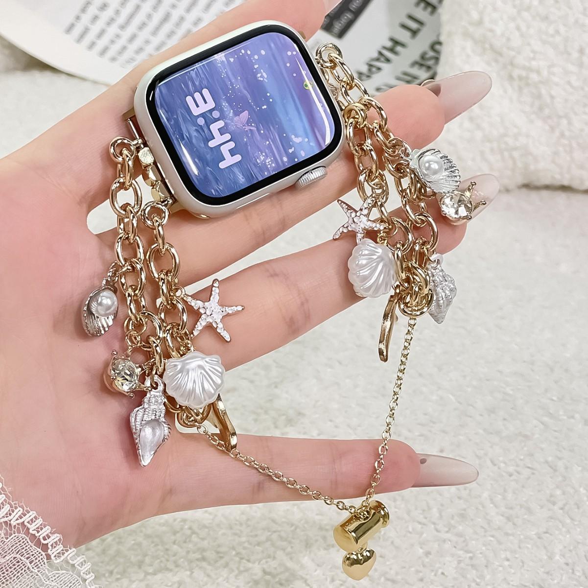 Модный Женский Ремешок для Apple Watch, Регулируемый Сменный Браслет, Совместимый с Apple Watch 38-49 мм Серии Ultra SE 1-11, Только Ремешок 38/40/41/S10-42White gray PX Electronic