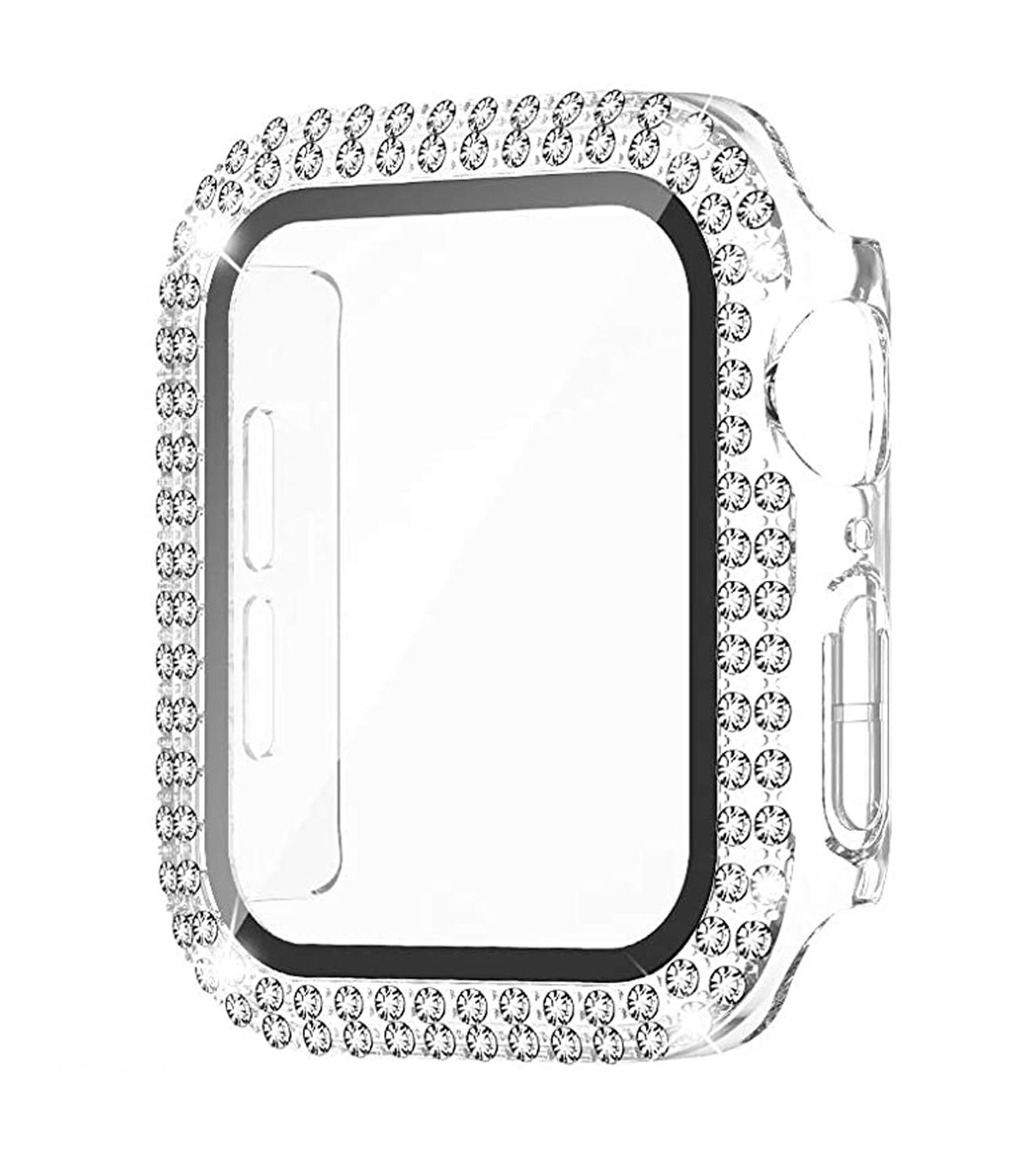 Алмазный чехол для Apple Watch Case 45мм 41мм 44мм 40мм 38мм 42мм Закаленное стекло Защита экрана iWatch series 9 7 SE 6 8 5 4 3 42mm series 3 2 1 gray World Auto Parts