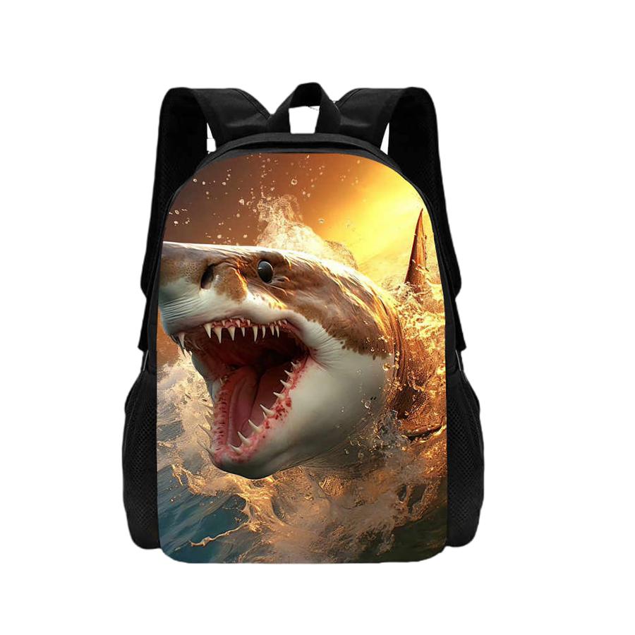 Mochila 3D Shark Print Детская школьная сумка с рисунком из мультфильмов животных Школьная сумка для мальчиков и девочек Легкий детский рюкзак black DR-clothing