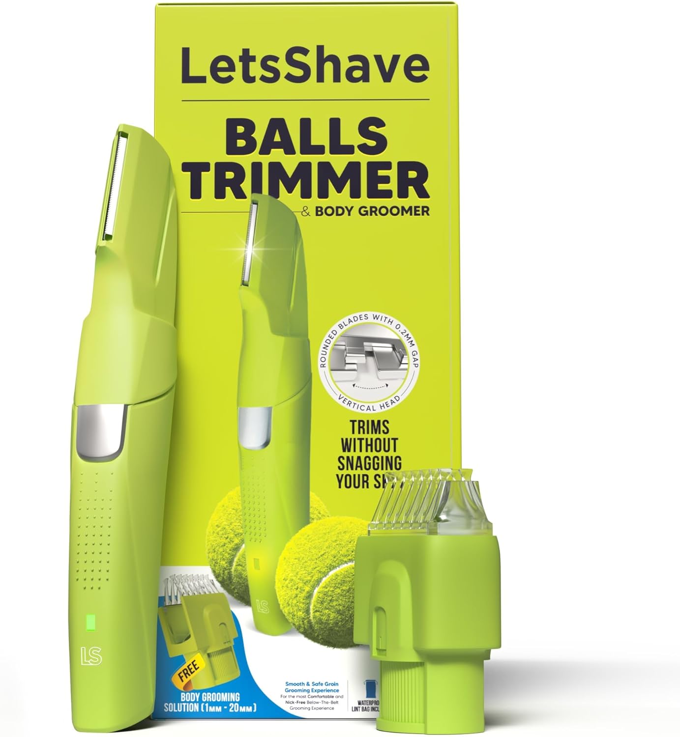 LetsShave Balls & Body Trimmer для мужчин Электрический триммер для волос в паху и на лобке Время работы 90 минут Уникальная V-образная головка Стиль Ультратонкие лезвия Pack of 1 yellow Goglocal