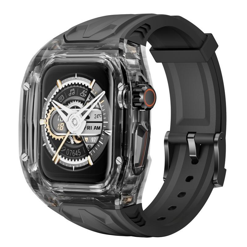 Полупрозрачный чехол Силиконовый ремешок Для Apple Watch Ultra 3/2/1 11 10 46мм 42мм Всесторонний защитный корпус iWatch 44мм 45мм 41мм Ultra 2 1 49mm gray World Auto Parts