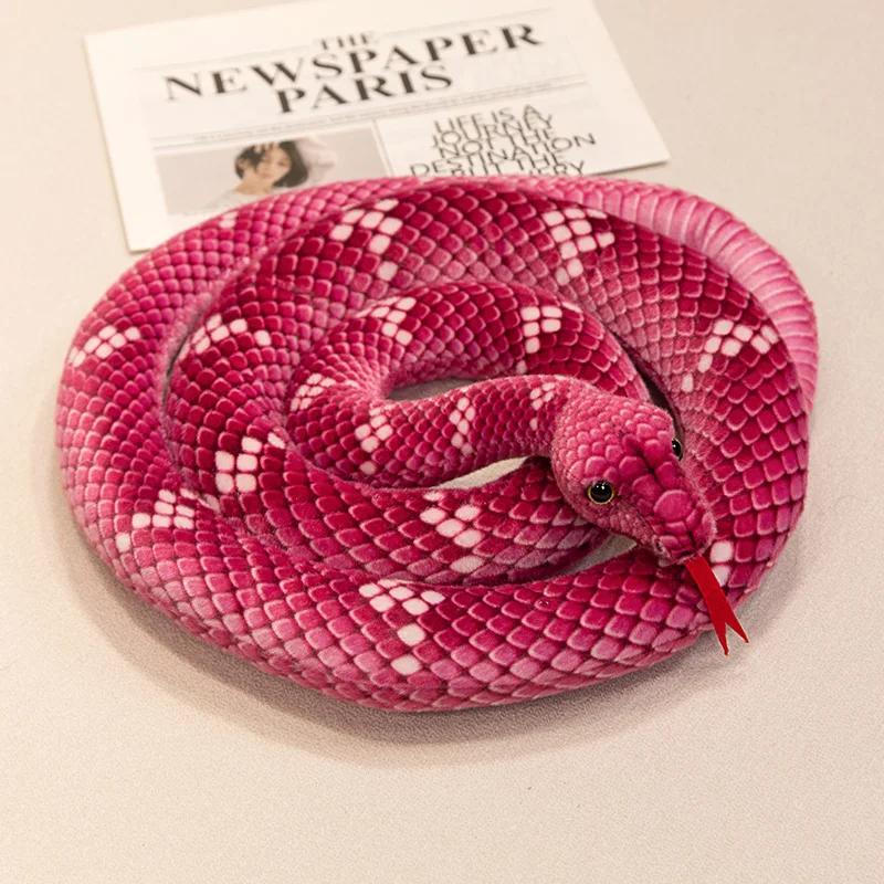 70-280 см кавайные плюшевые игрушки змея змея реалистичная мягкая игрушка кобра животное мягкая хлопковая плюшевая кукла питон подарки на день рождения для мальчиков 60-70cm фиолетовый Bai Fen Bai Toys