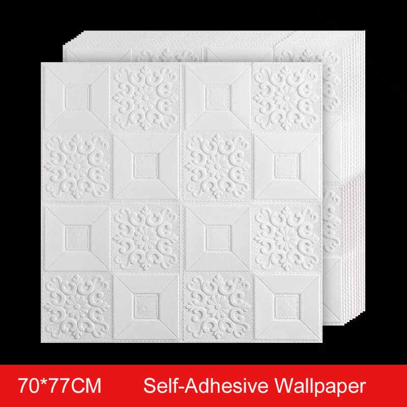 70*70см 3D Утолщенные Самоклеящиеся Обои XPE Пена Ударопрочное Настенное Покрытие для Потолка Крыши и Домашнего Ремонта Декорации 1pc white Travel together