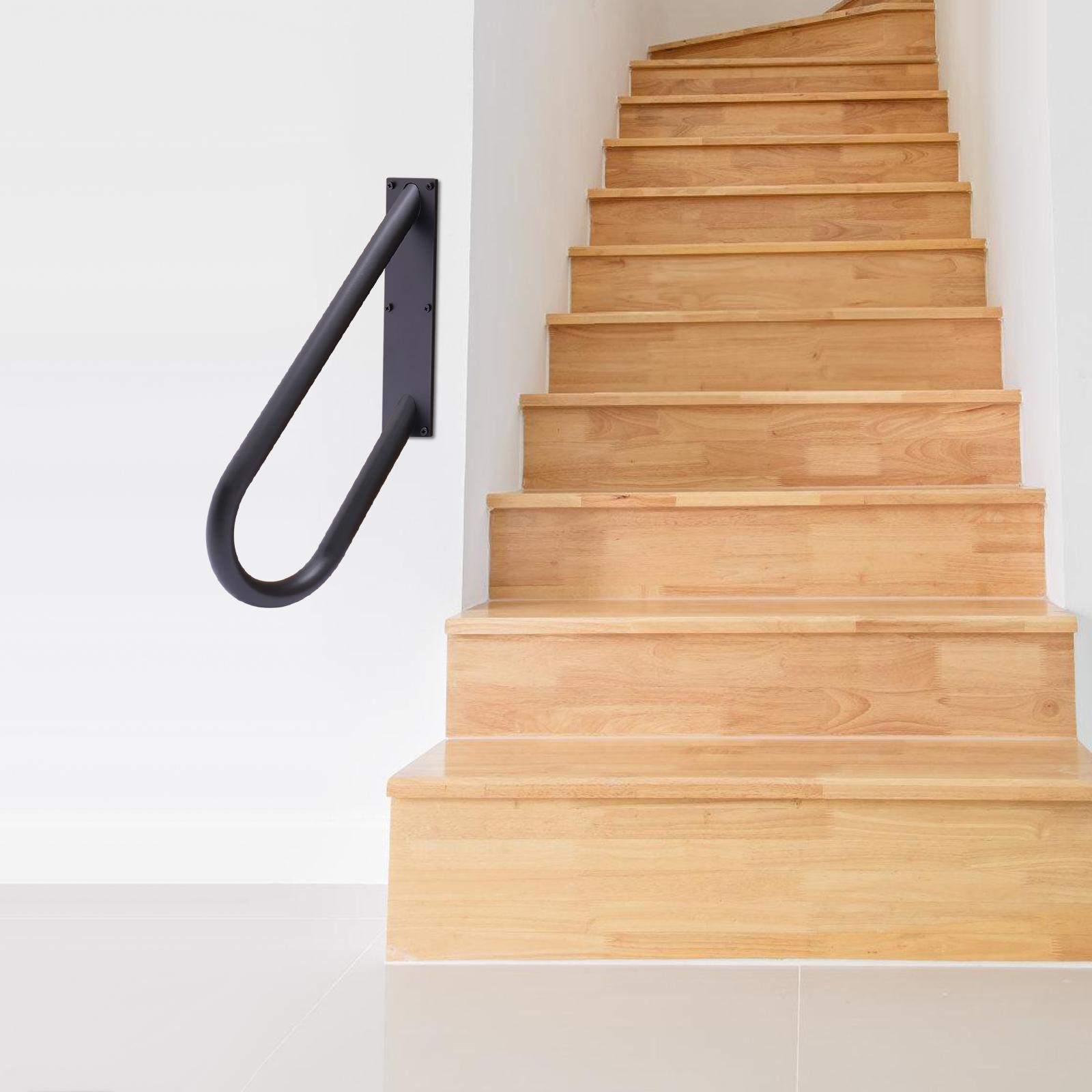 Wall Mount Handrail for Stairs, 20In U-Shaped Safety Hand Rail W/ Load Capacity 660 Lbs, Black Iron Stair Handrail for Elderly чёрный Build My Home