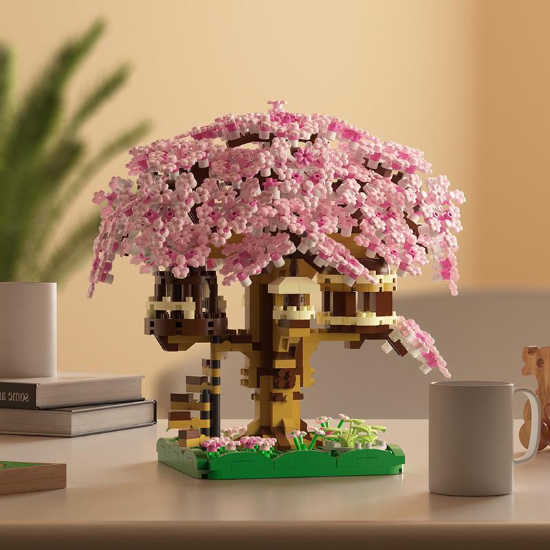 Yigao M2108 Cherry Tree House Building Blocks - развивающая сборочная игрушка для мальчиков и девочек brown Serene Greens